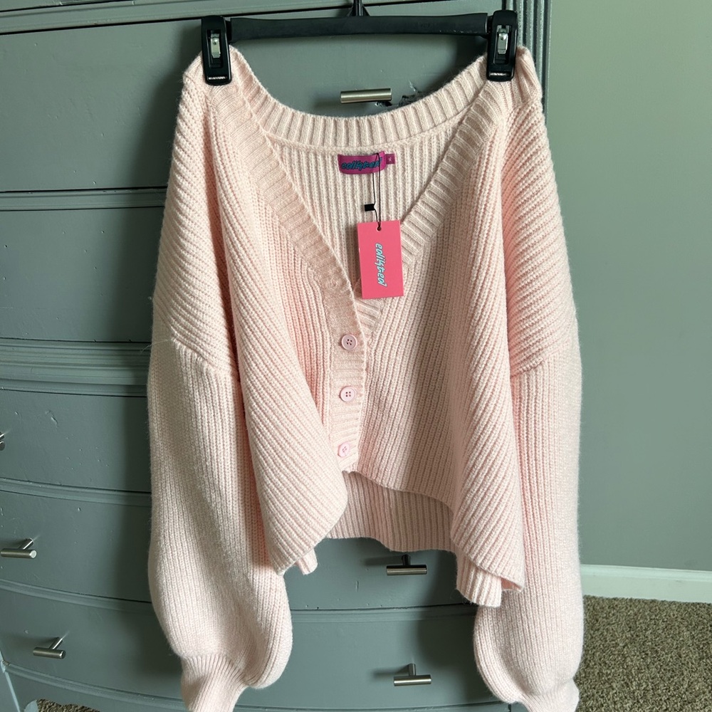 Edikted Pink Chunky Knit Cardigan